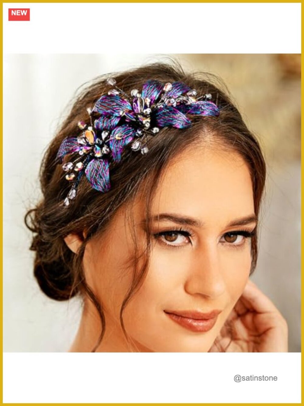 Crystal Bridal Headband Elastic Copper Wire Floral Wedding Headpiece Hair